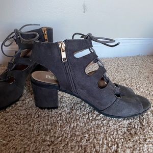 Gray 1.5" lace up heels